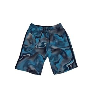 Nike Mens Medium Blue Swirl Netted Lined Swim Swimming Trunks‎ Shorts